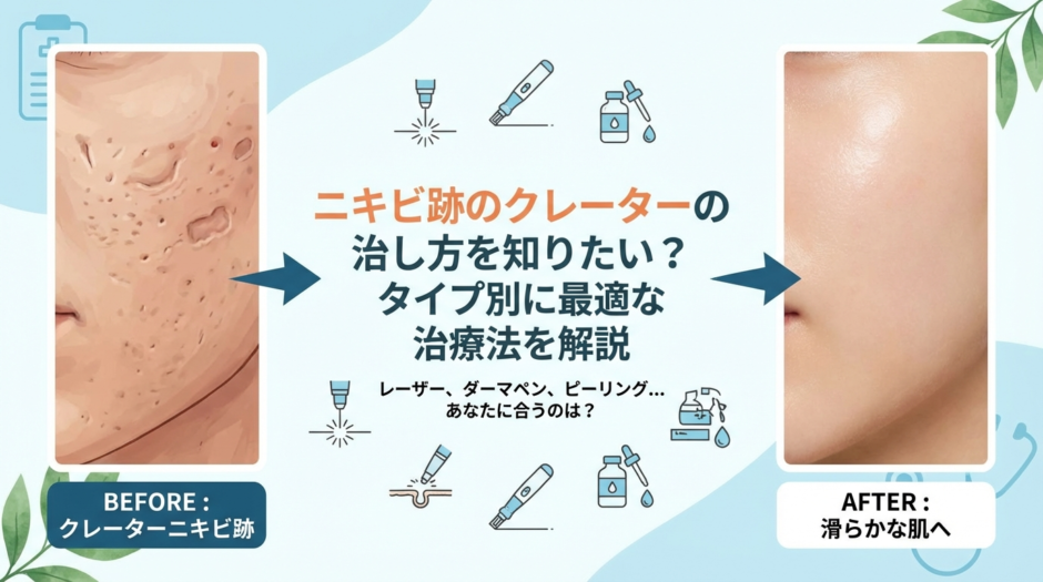 ニキビ跡のクレーターの治し方を知りたい？タイプ別に最適な治療法を解説