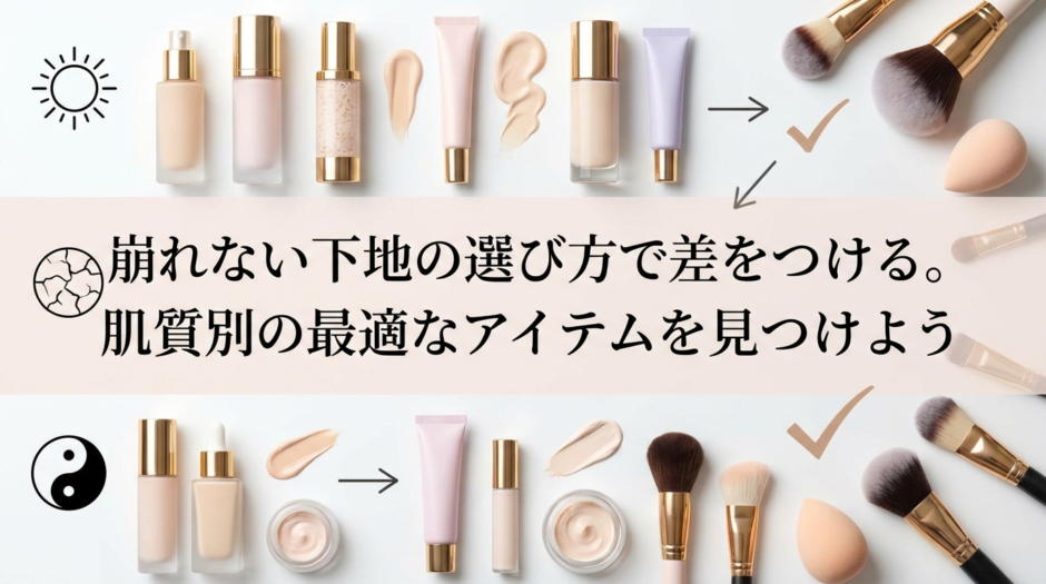 崩れない下地の選び方で差をつける。肌質別の最適なアイテムを見つけよう